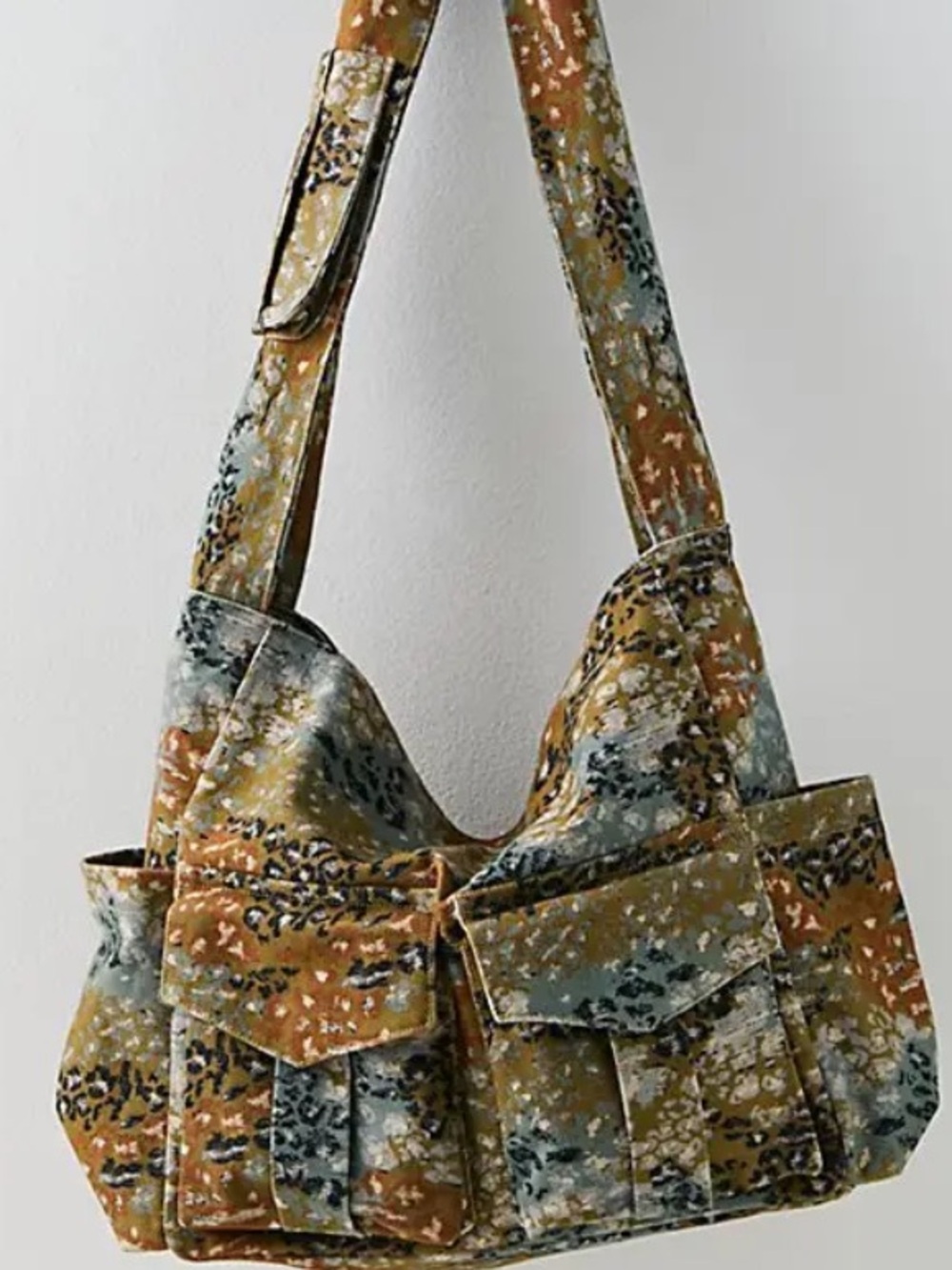 Free People The Hive Carryall Olive Multi Camouflage Crossbody Bag large EUC - Picture 14 of 14